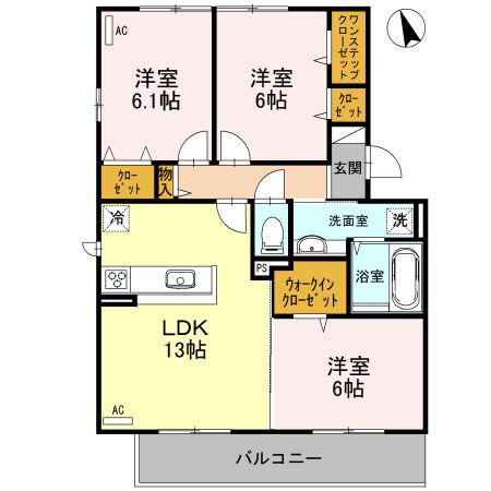 グランプリス(3LDK/2階)の間取り写真