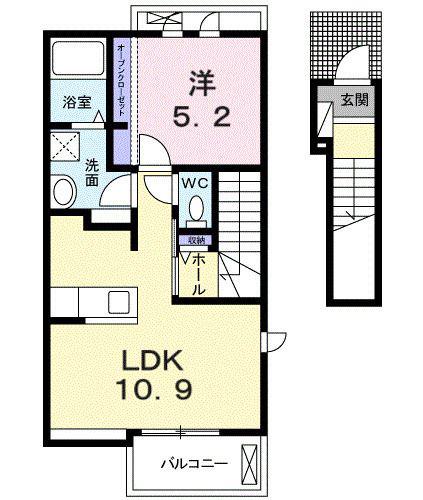 エン ノット(1LDK/2階)の間取り写真