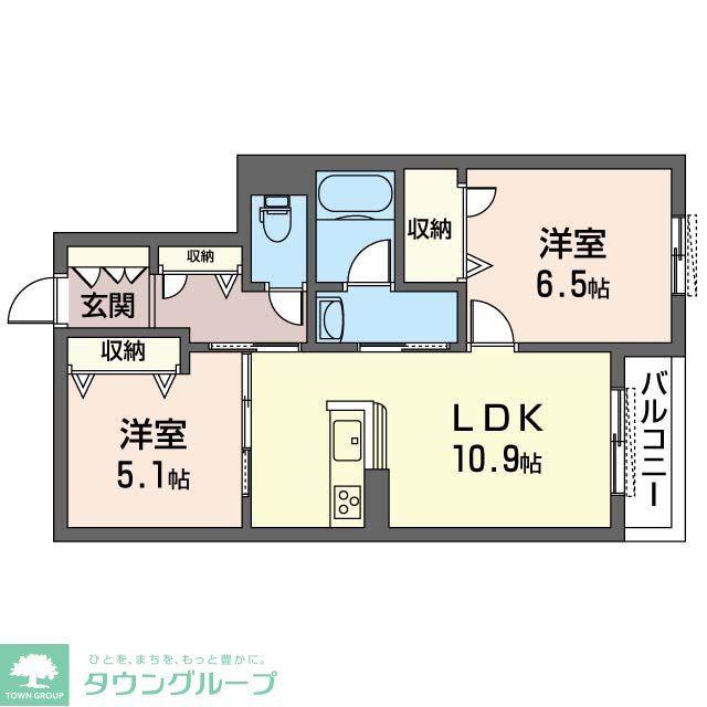 シャーメゾン鎌倉海岸(2LDK/2階)の間取り写真