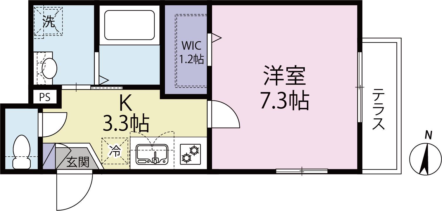 京急本線 新馬場駅 徒歩6分 2階建 築8年(1K/1階)の間取り写真