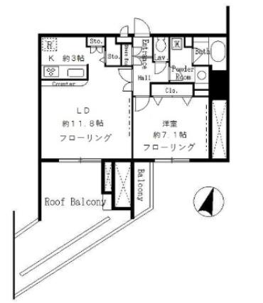 サンクレール荒川ブランガーデン(1LDK/3階)の間取り写真