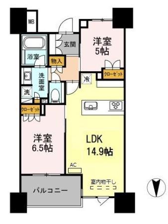 プレミスト北品川(2LDK/3階)の間取り写真