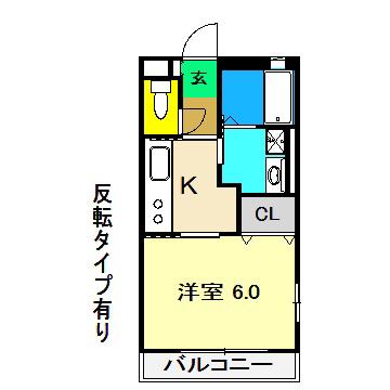 レトア新屋敷(1K/2階)の間取り写真