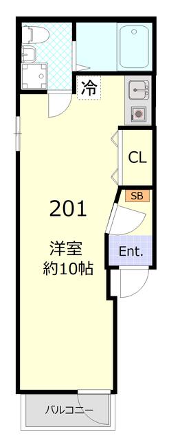 メゾン磯子(ワンルーム/2階)の間取り写真