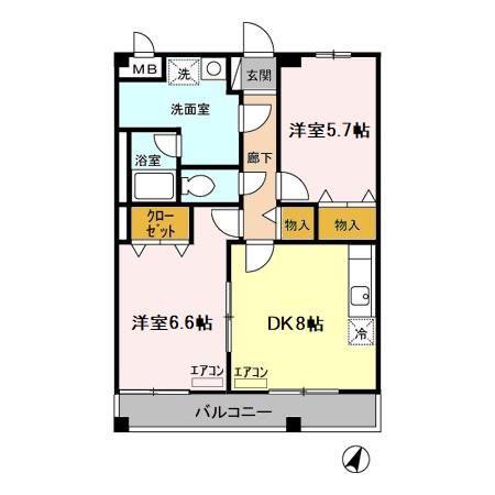 ロイヤルメゾン(2DK/3階)の間取り写真
