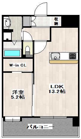 グランフィーネ新町(1LDK/8階)の間取り写真