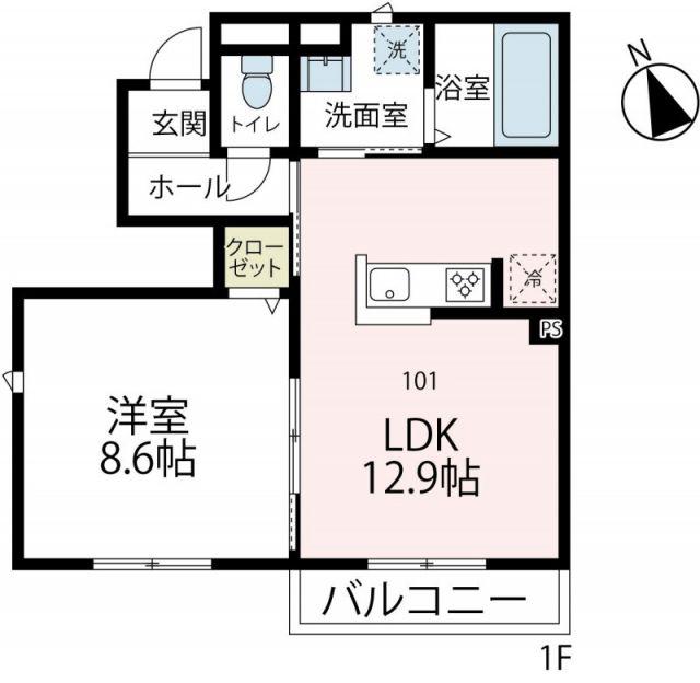 ラウレアII(1LDK/1階)の間取り写真