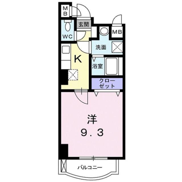 クレアール 京町(1K/10階)の間取り写真