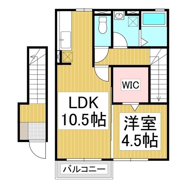 ローズコート・カノンII B棟(1LDK/2階)の間取り写真