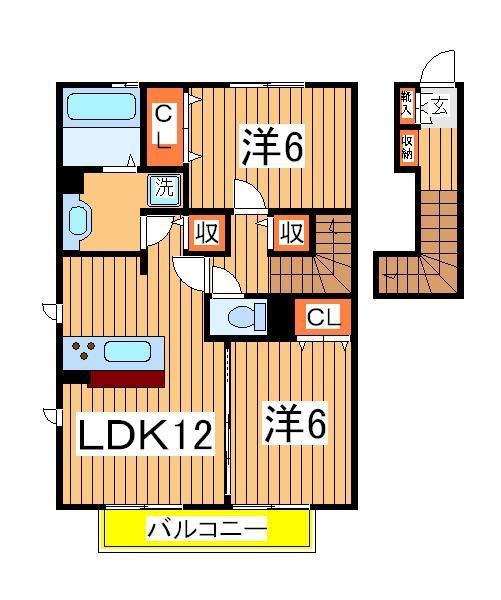 セジュール5(2LDK/2階)の間取り写真