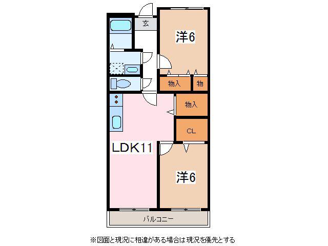 スカイパーク早川(2LDK/2階)の間取り写真