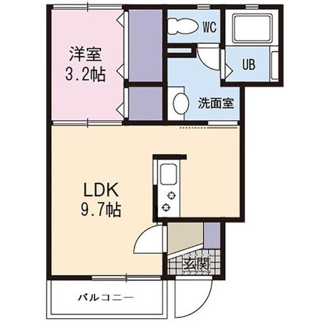 グリーンシティB(1LDK/1階)の間取り写真