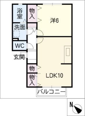ロイヤル朝明(1LDK/1階)の間取り写真