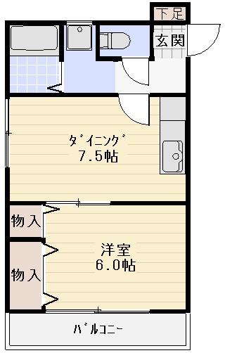 ベルエ亀有(1DK/2階)の間取り写真