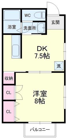 ロベリア(1DK/1階)の間取り写真