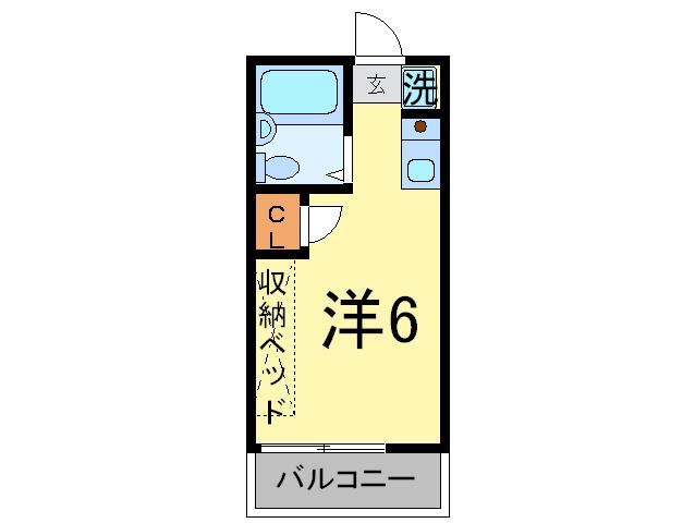 マウンテンハイツA(ワンルーム/2階)の間取り写真