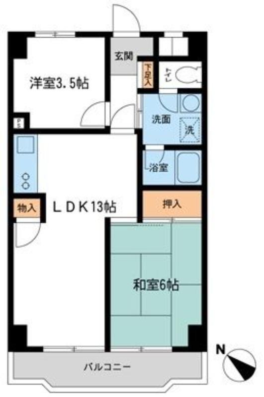 入間市駅前ビル(2LDK/8階)の間取り写真