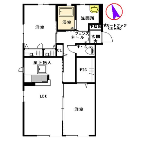 N・Yボンジュール(2LDK/1階)の間取り写真