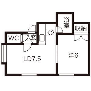 コンフォート614B(1LDK/2階)の間取り写真