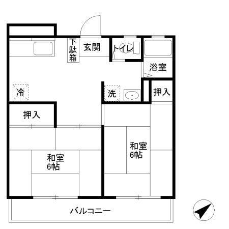 第5早川ハウス(2DK/1階)の間取り写真