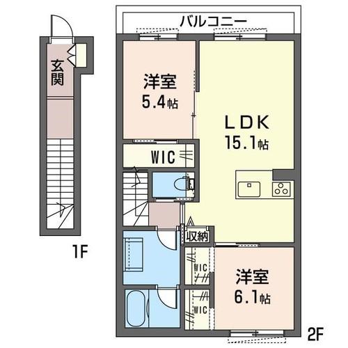 アミコート東小金井(2LDK/2階)の間取り写真