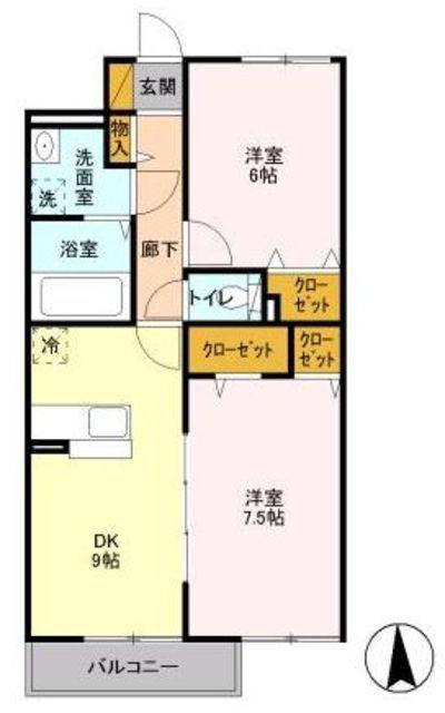 レガート上大岡(2DK/2階)の間取り写真