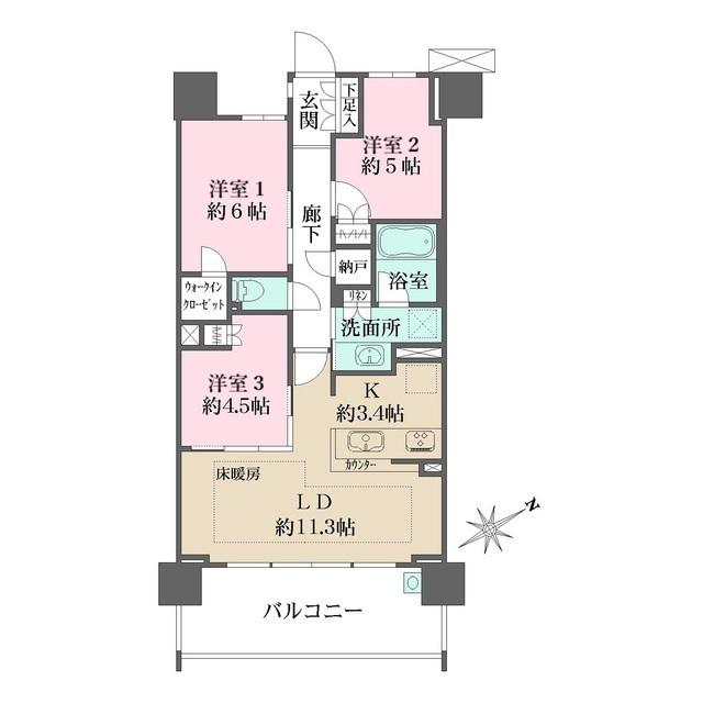 プレミスト王子神谷(3LDK/8階)の間取り写真