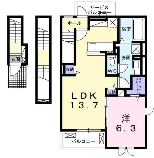 メゾン・エスポワール(1LDK/3階)の間取り写真