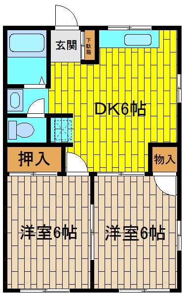 アクシス・B棟(2DK/2階)の間取り写真