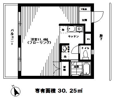 メゾンド佐賀(1K/2階)の間取り写真