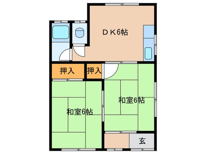 白菊荘(2DK/1階)の間取り写真