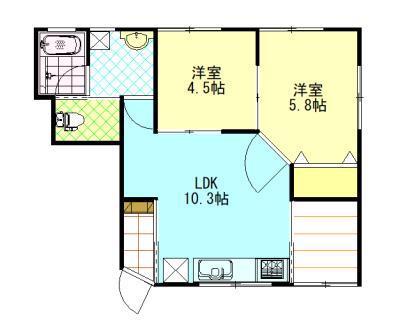 ルミエール伊勢堂(2LDK/2階)の間取り写真