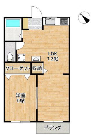 コーポ中村(1LDK/2階)の間取り写真