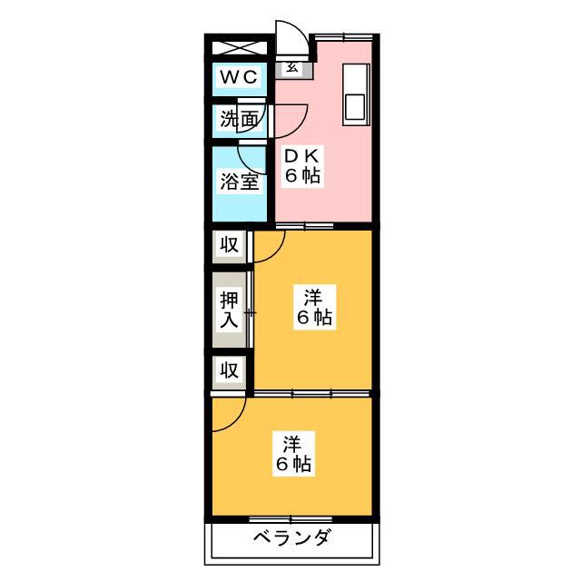 第5埼京ハウス(2DK/1階)の間取り写真