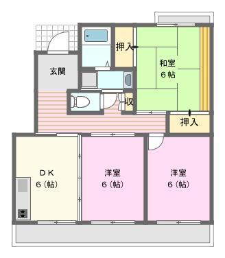 アストロハイツI(3DK/1階)の間取り写真
