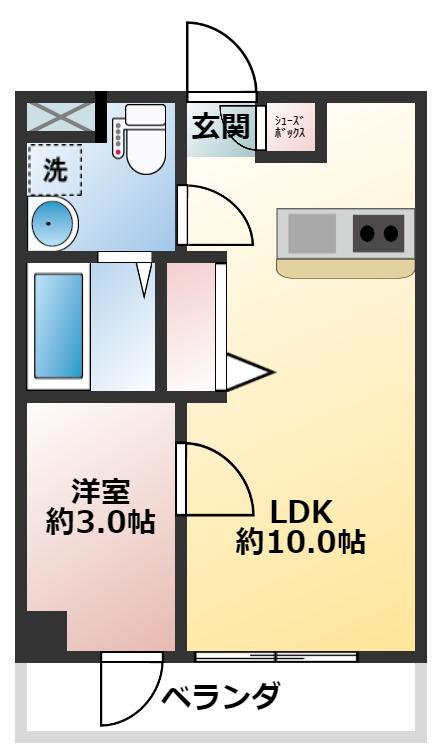 キャッスル萩山(1LDK/2階)の間取り写真