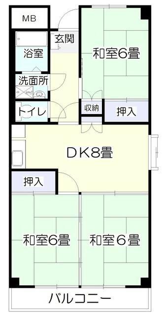 ニューライフ高嶺(3DK/3階)の間取り写真