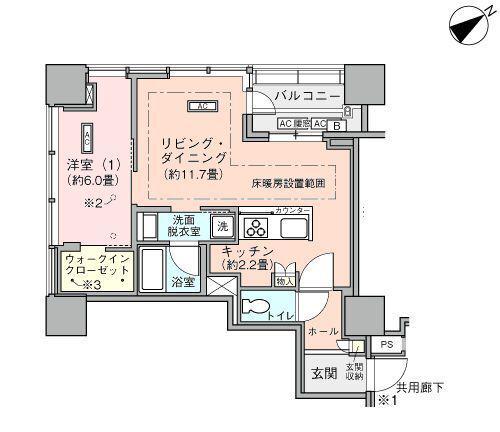横浜ヴェールタワー(1LDK/8階)の間取り写真