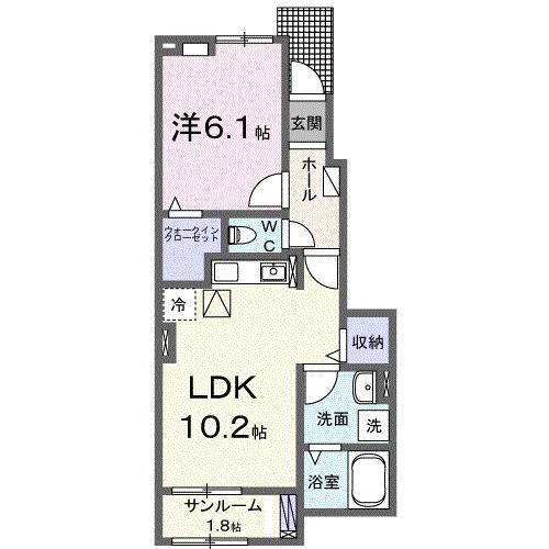 アクオスII(1LDK/1階)の間取り写真