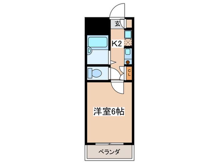 エスポアール多摩(1K/2階)の間取り写真