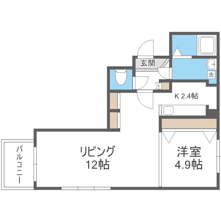 HOKO南高前(1LDK/3階)の間取り写真