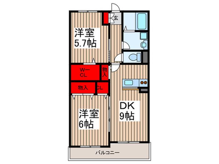 クラインガルテン(2DK/3階)の間取り写真