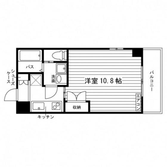 パティオ東古松(1K/4階)の間取り写真