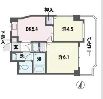 アヴァンセ平尾(2DK/3階)の間取り写真
