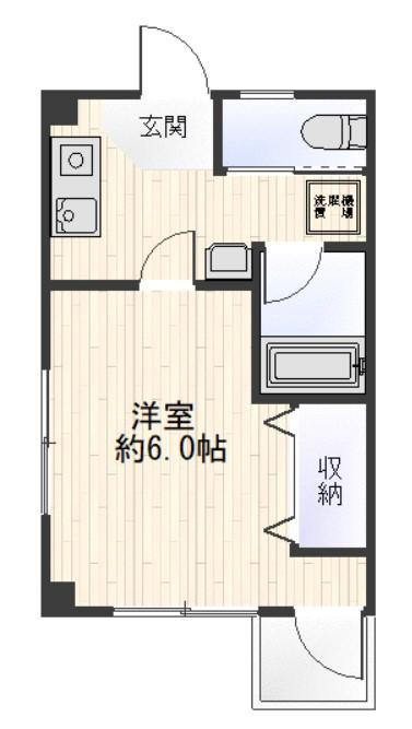 プランドール峰(1K/2階)の間取り写真