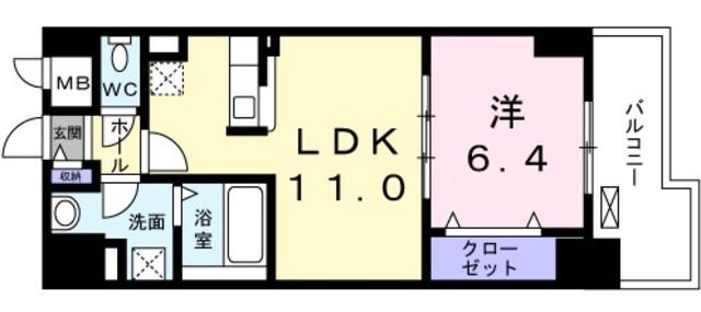GRAND PLACE(1LDK/9階)の間取り写真