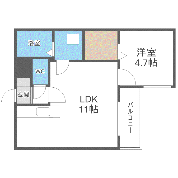 プリヴィエール西町(1LDK/2階)の間取り写真