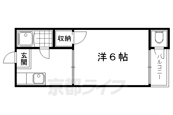 フクヤハウス(1K/1階)の間取り写真