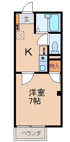クラウンハイツ向(1K/4階)の間取り写真