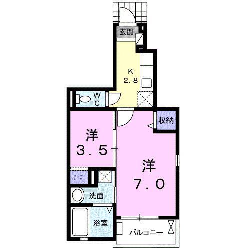 モデッサ向山(2K/1階)の間取り写真